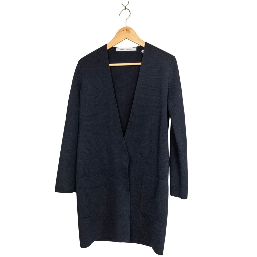 Lemaire x UNIQLO Wool Blend Long Cardigan Coat | Black | Minimalist |Size XS